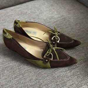 Women’s Diane B Milano Suede Green Brown Shoes Vintage Italy 38.5 Used